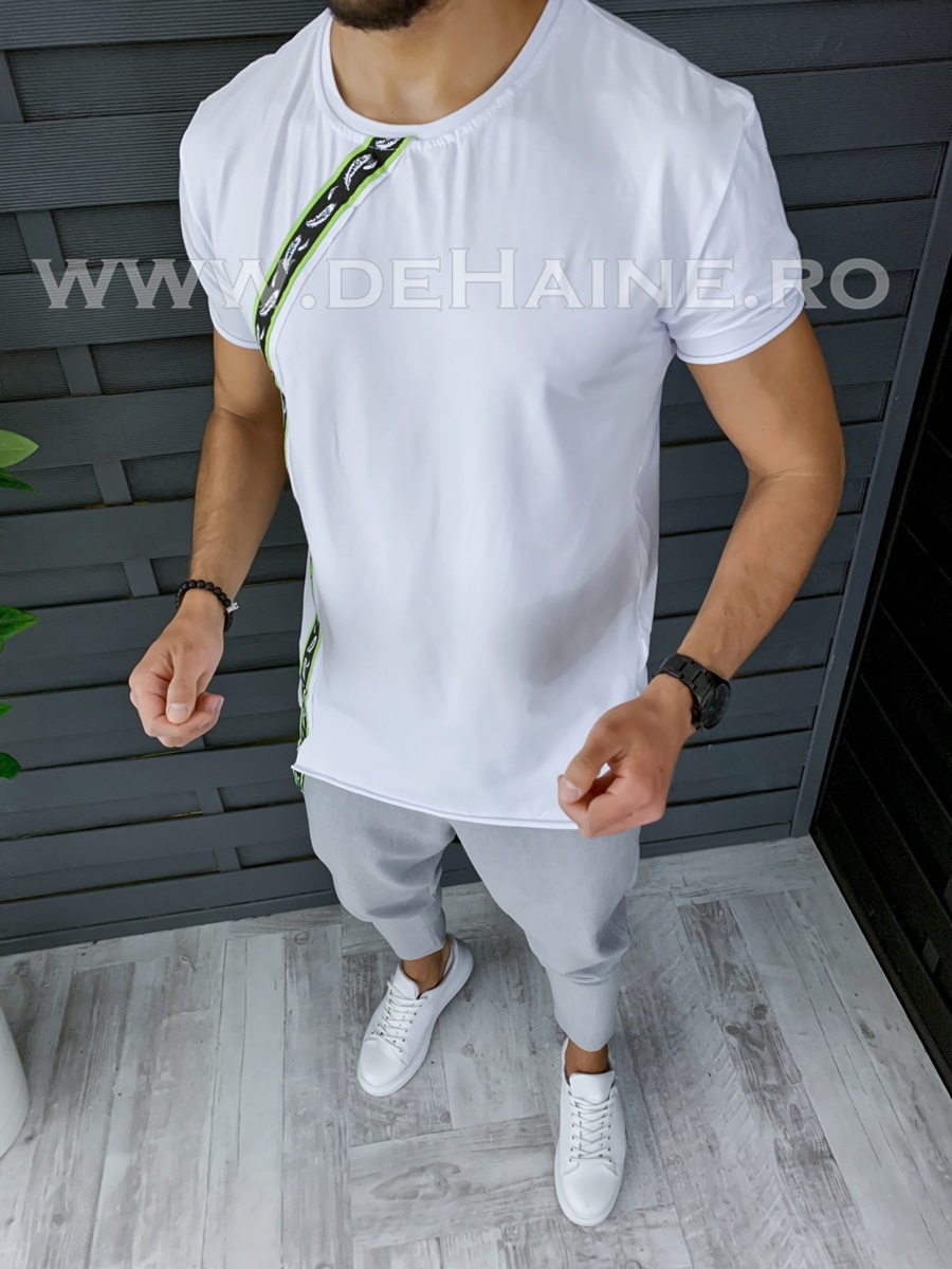 Tricou barbati alb PREMIUM slim fit ZR B1135